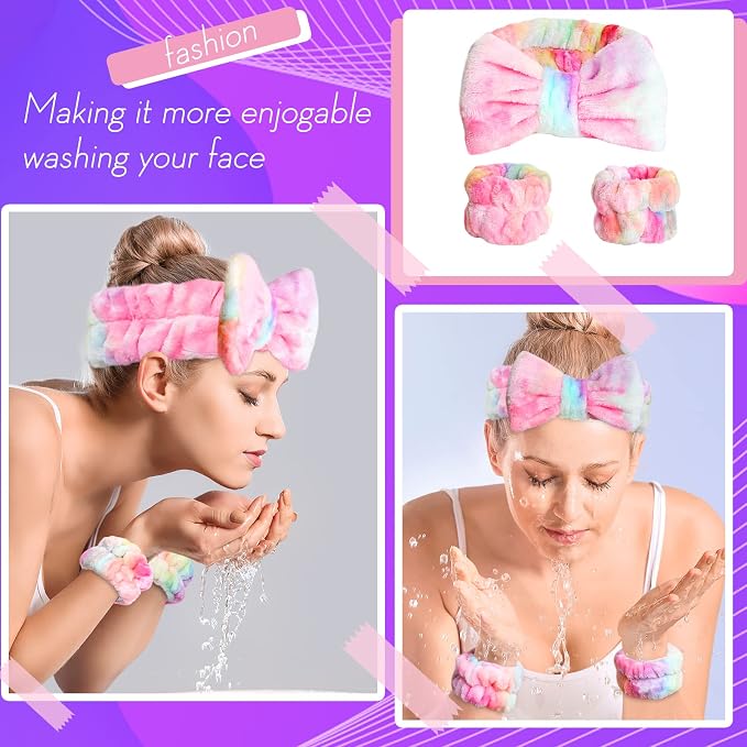 WSYUB Spa Headband and Wrist Bands, Makeup Headband and Wrist Towels - Image 3