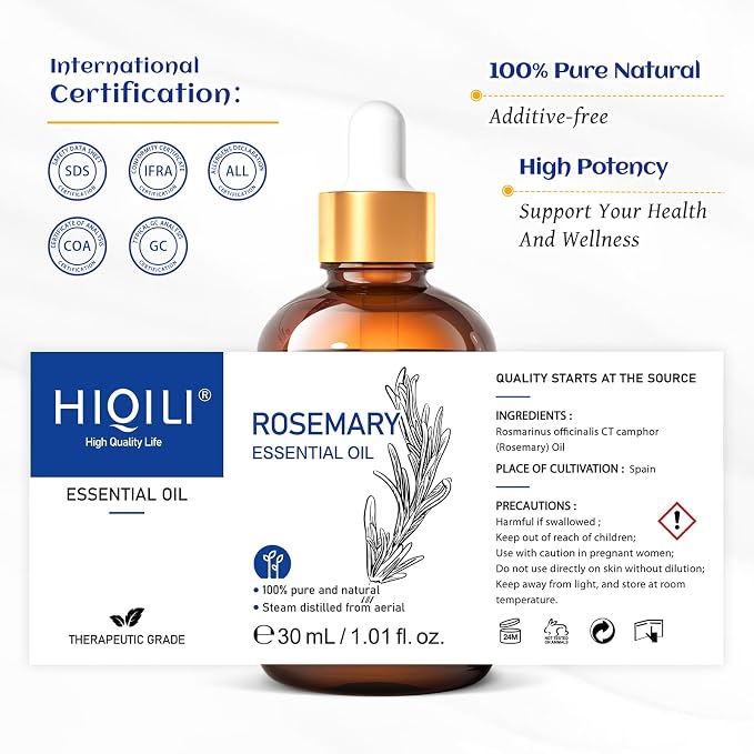 HIQILI Rosemary Essential Oil, Add to Shampoo & Conditioner, 100% Pure & Natural - Image 9
