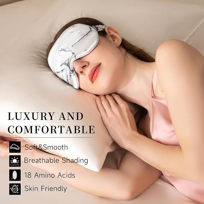 THXSILK Sleep Mask 100% 19 Momme Pure Mulberry Silk Super Smooth Cooling - Image 4