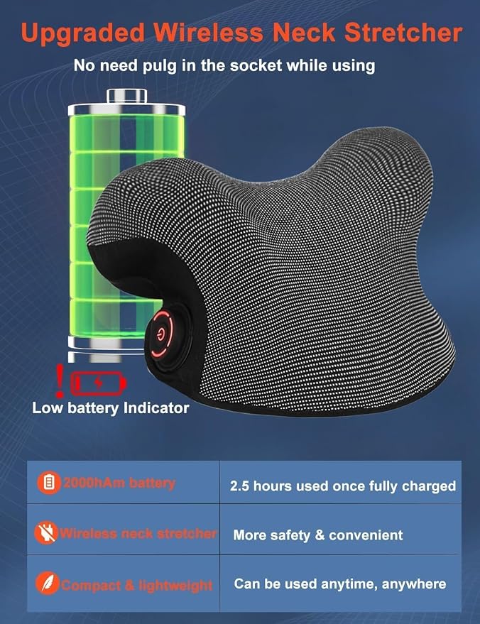 Wireless Heated Neck Stretcher for Pain Relief, Portable Cordless Neck Shoulder - Image 4