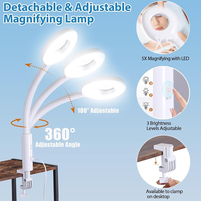 2 in 1 Facial Steamer 5X Magnifying Lamp - Image 6