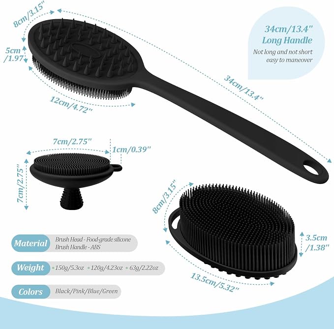 Silicone Back & Body & Face Scrubber Set 3PCS, Gentle Exfoliating Back & Body - Image 2