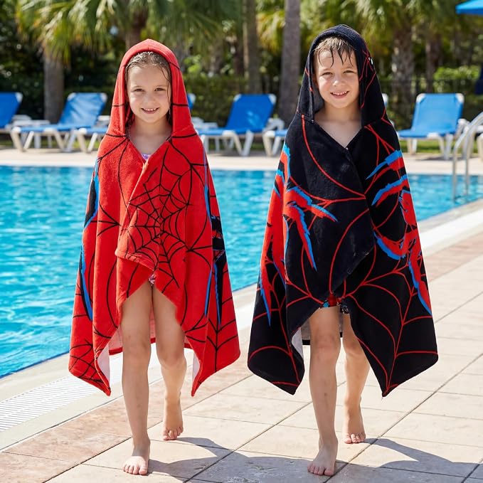 Peryiter 2 Pcs Spider Hooded Towel Bath Beach Quick Dry Towels Swimming Bath - Image 4