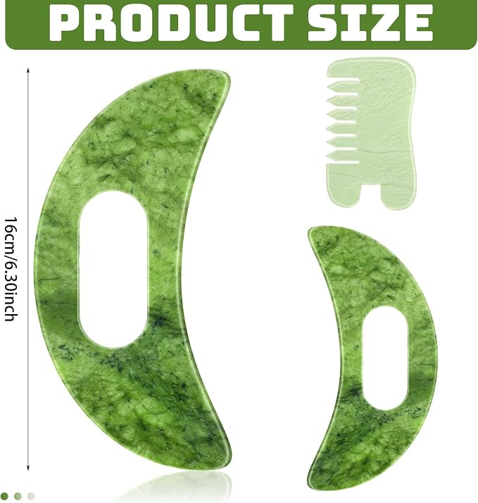 BBTO 2 Pcs Jade Comb for Scalp Massage Gua sha Comb for Head Body spa Hair - Image 2