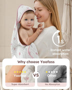 Yoofoss Hooded Baby Towels for Newborn 2 Pack 100% Muslin Organic Cotton Baby - Image 3