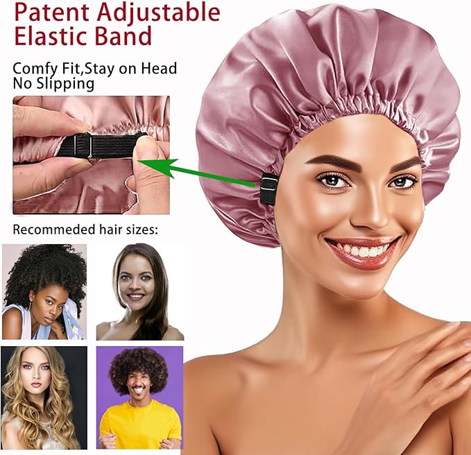 3Pcs Hair Bonnets For Sleeping Satin Bonnet For Women Silk Bonnets Womens Curly - Image 3