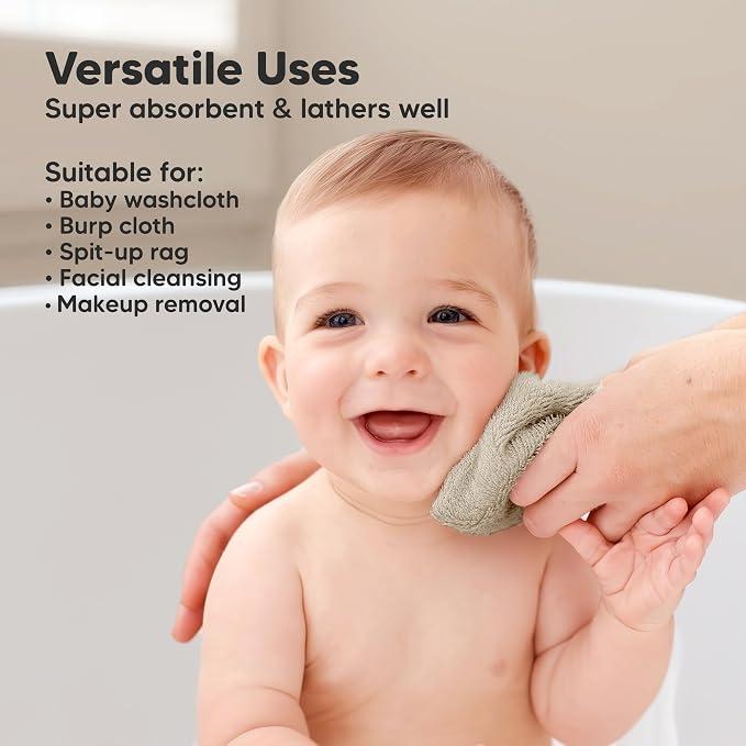 6-Pack Baby Washcloths – Soft Absorbent Viscose from Bamboo Washcloths - Image 6
