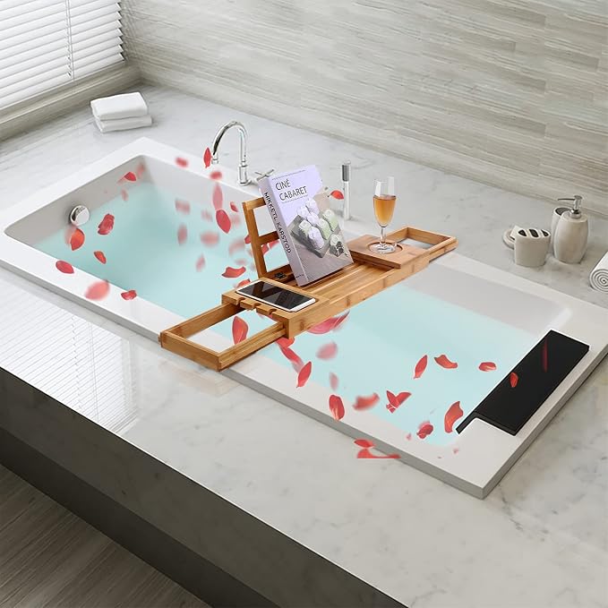 Utoplike Bamboo Bathtub Caddy Tray Bath Tray - Image 8