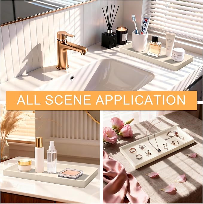 Bathroom Vanity Tray, 7.8 x 3.9 Inch Silicone Bathroom Tray Countertop - Image 6