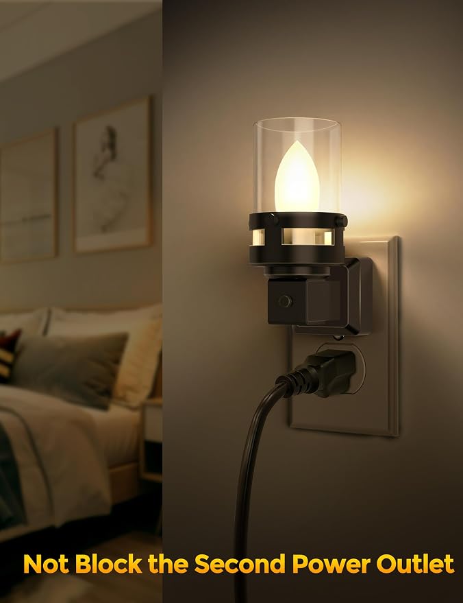 Briignite Candle Night Light Plug in, Vintage Night Lights Plug into Wall - Image 4