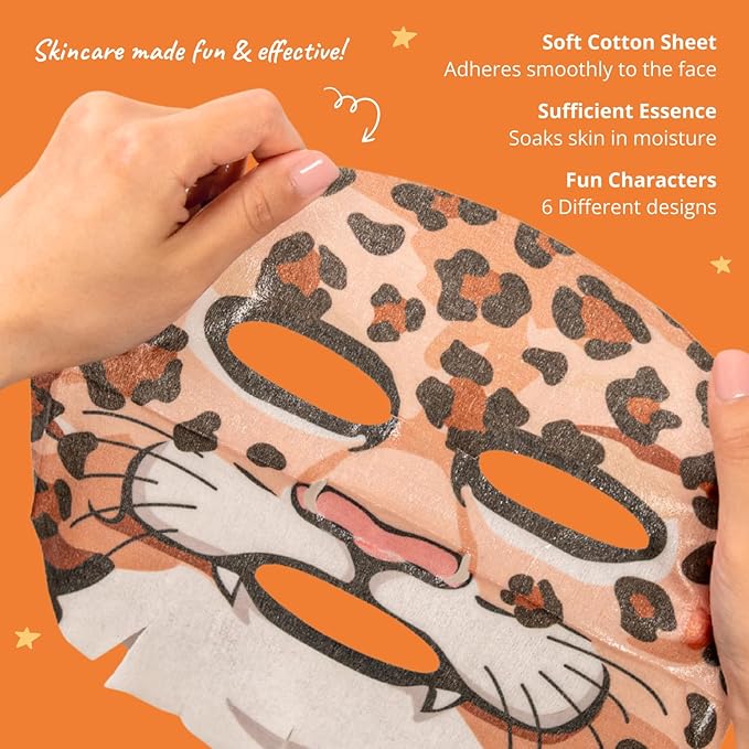 Epielle Character Face Mask Mystical Safari 6 Pack, Fun & Effective Korean Skin - Image 4