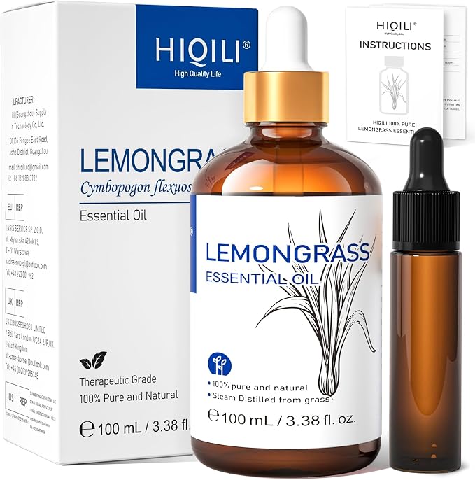 HIQILI Lemongrass Essential Oil, 100% Pure Natural Undiluted Premium Oils by HIQILI