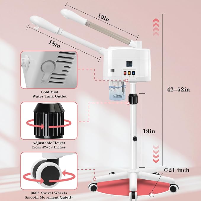 2 in 1 Facial Steamer with Cold & Hot Mist, Professional Face Steamer with - Image 4