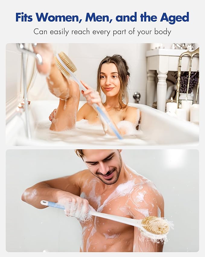 Back Scrubber Body Shower Brush: 20.5‘’ Extra Long Anti Slip Handle Bath Brush - Image 8