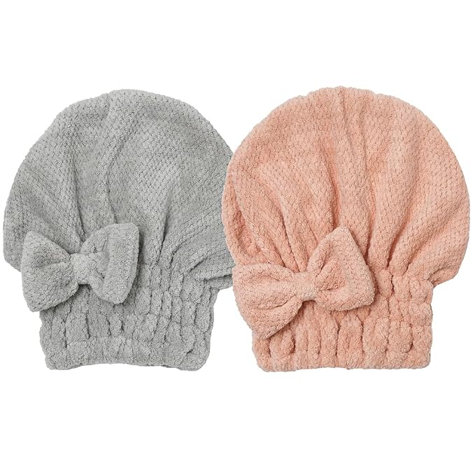 M-bestl Microfiber Hair Towel, Hair Towel Cap, Absorbent Hair Turban Towel - Image 2
