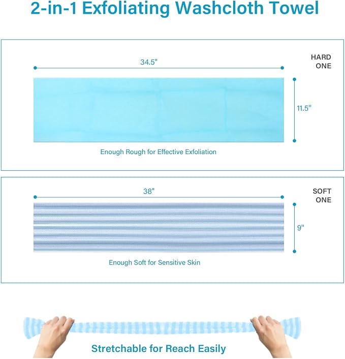 Yiclick 2pcs Back Scrubber for Shower Bath ，Exfoliating Body Scrubber, Body - Image 6