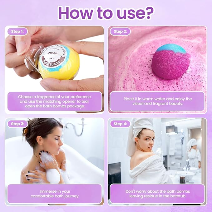 SeasonBliss Bath Bombs for Women, Easter Basket Stuffers, 12 Pack Bubble Shower - Image 6