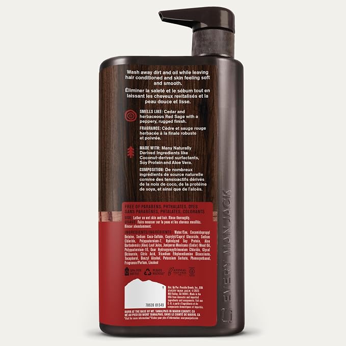 Every Man Jack Cedar + Red Sage Mens 3-in-1 All Over Wash - Image 9