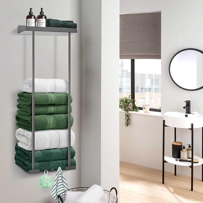 Hommtina Bathroom Towel Storage Black Towel Holder Bathroom Decor Aesthetic - Image 7