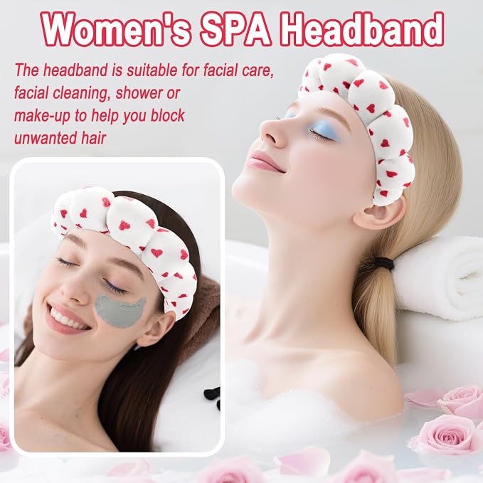 Zkptops Spa Headband for Washing Face Wristband Set Sponge Makeup Skincare - Image 3