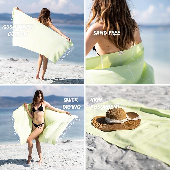 Ray Silver Turkish Beach Towel – 100% Cotton 40x71 Quick Dry Oversized Sand - Image 2
