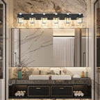 PRESDE 6-Light Crystal Bathroom Lights Fixtures Modern Matte Black Bathroom - Image 3