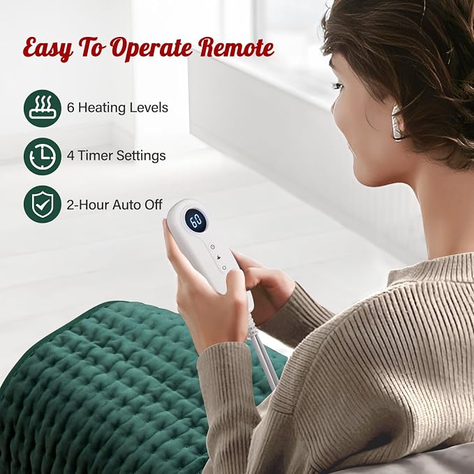 Heating Pad for Back Neck Shoulder Pain Relief and Period Cramps, Large Heating - Image 2