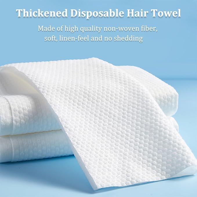 Disposable Bath Hair Towels, 100-Count 12" x 28", Thick Pearl Texture, Soft & - Image 4