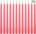 WPONSZU 10 Inch Pink Spiral Taper Candle Set of 12 Pack Unscented Dripless by WPONSZU