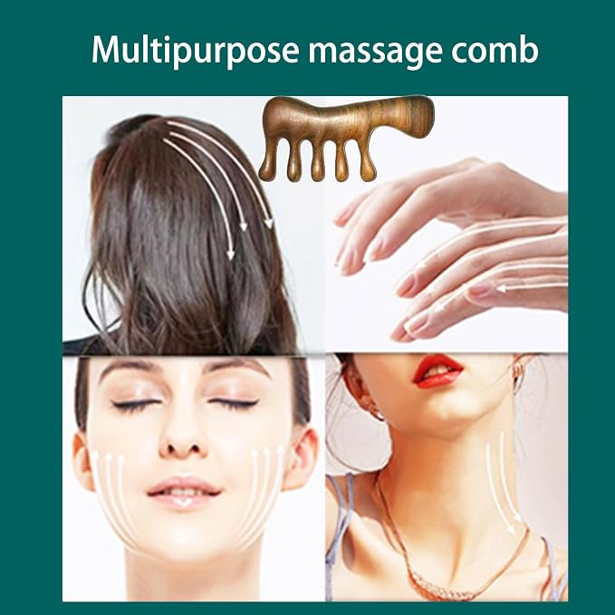 OULIGET Wood Gua Sha Massage Tools Set, Scraping Scalp Massage Comb, Natural - Image 5