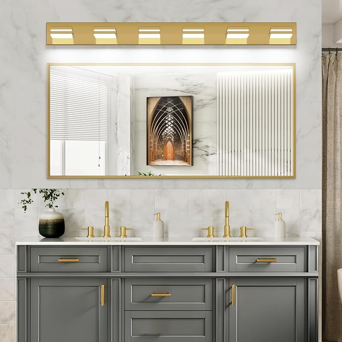 SineRise LED Modern Bathroom Vanity Light Fixtures, Brass Modern Acrylic - Image 8