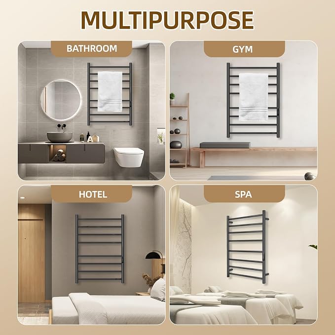 Towel Warmers for Bathroom, Electric Heated Towel Rack Wall Mounted, Hot - Image 3