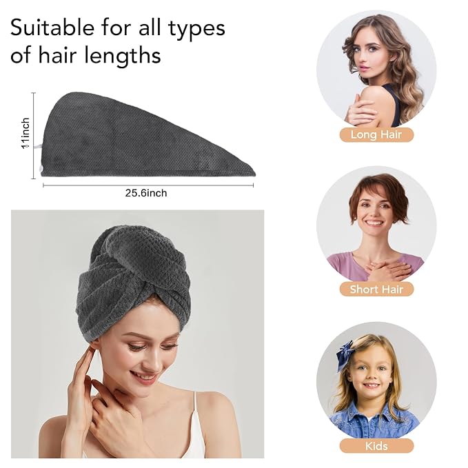 SINLAND Microfiber Hair Drying Cap Hair Towel Turban Twist - Image 2