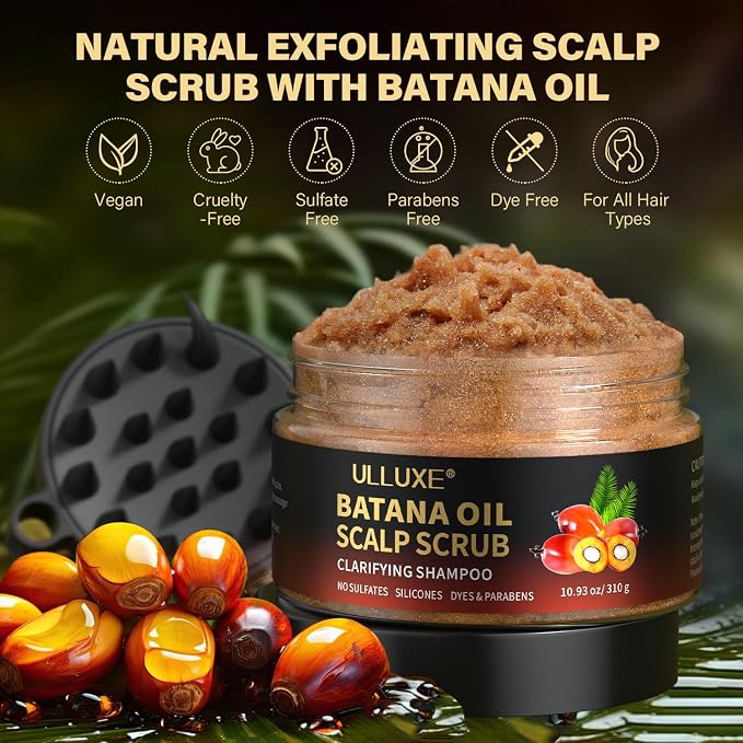 Scalp Scrub, Batana Oil Scalp Exfoliator 2-in-1 Clarifying Shampoo - Image 3