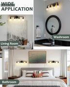 4-Light Vanity Light Fixture, Industrial Black Wall Sconce Lighting Fixture - Image 5