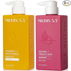 MEDIX Vitamin C Body Wash + Retinol Body Lotion Crepey Skin Moisturizer 2PC Set by Medix55
