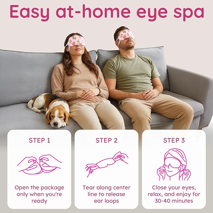 16 Pack Rose Steam Eye Mask for Dryness, Strain & Relaxation, Heated Eye Mask - Image 4