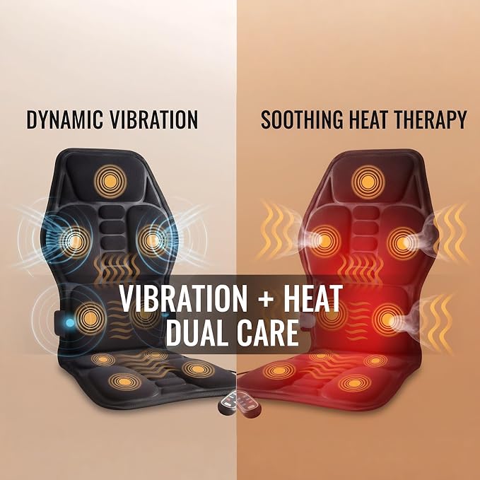 Back Massager with Heat, Vibration Massage Seat Cushion with 8 Massage Nodes & - Image 2