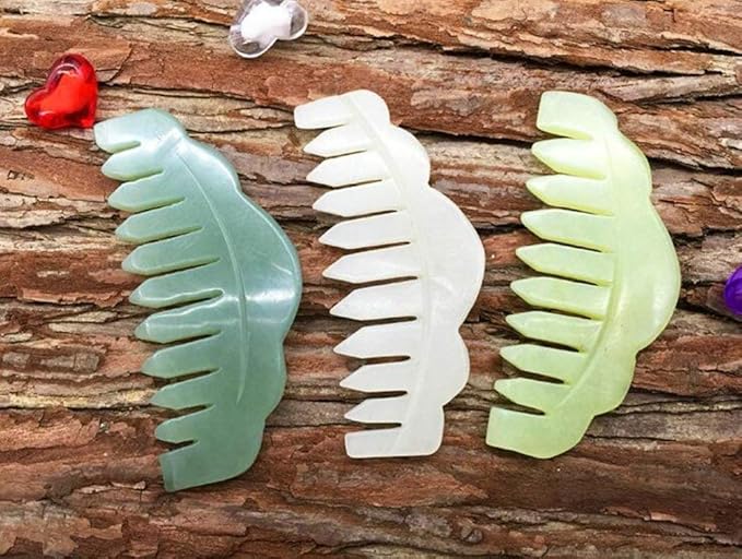 2pcs Jade Head Therapy Massage Comb, Hair Comb Scalp Massager, Jade Massager - Image 2