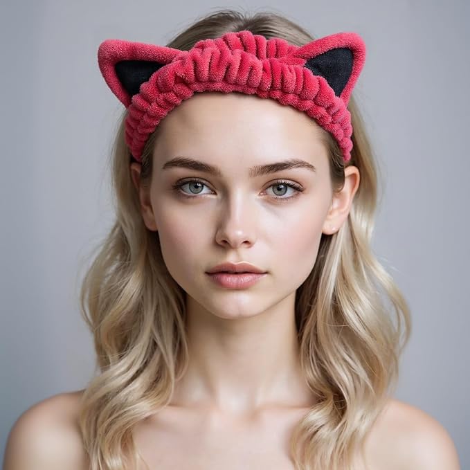 2 Pcs Cat Ears Headband, Cute Spa Headbands - Image 5