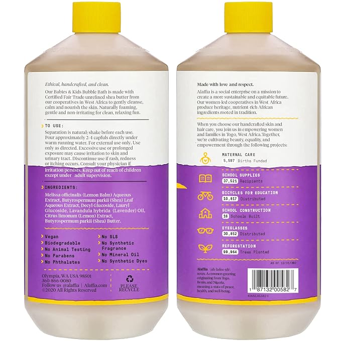 Alaffia Bubble Bath for Babies & Kids, Lemon Lavender 2-Pack – Long-Lasting - Image 2