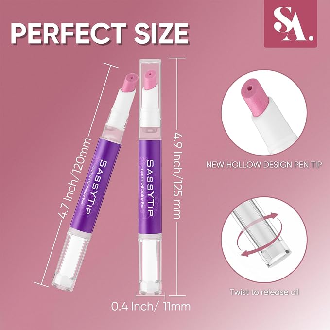 Ceramic Cuticle Pusher & Oil Pen, 2ml Grape Scented Nail Care Pen, Gentle - Image 9
