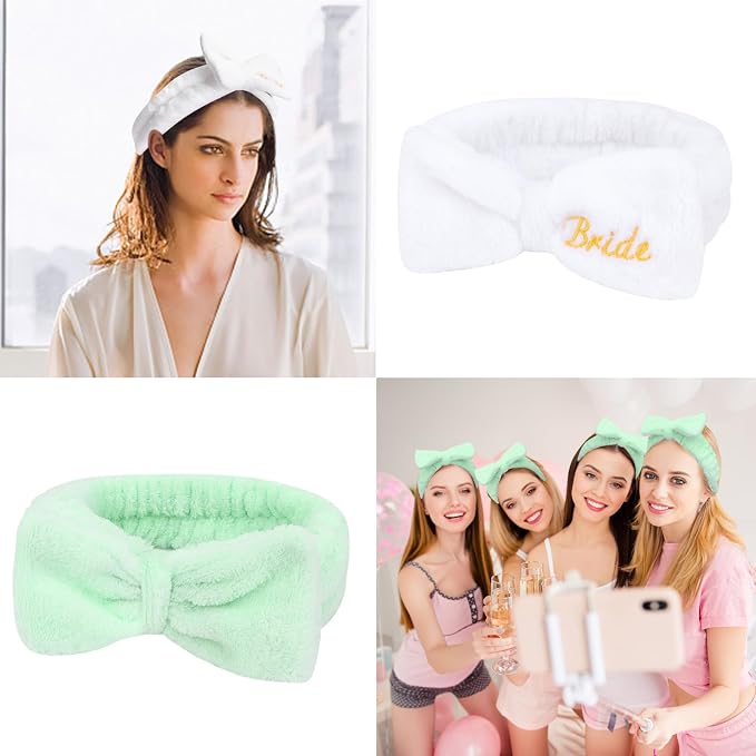 CIEHER 8 Pack White & Green Spa Headband - Image 8