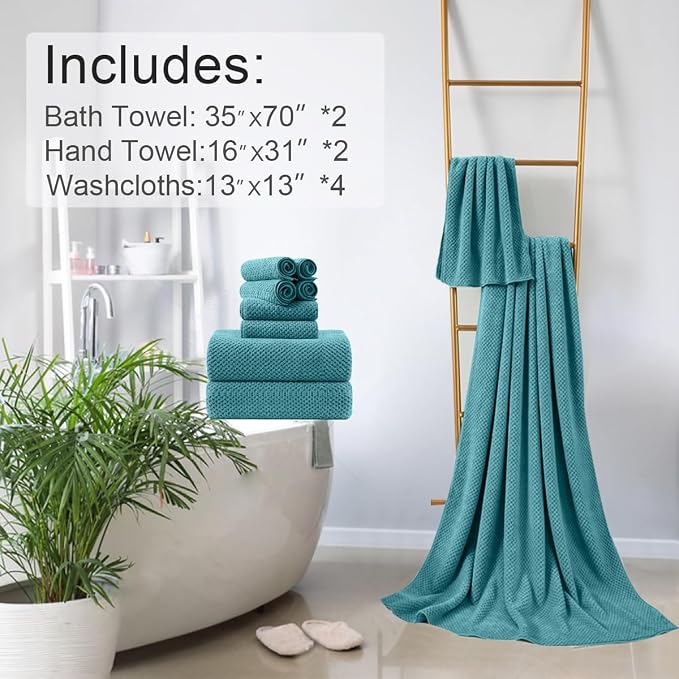 8-Piece Aqua Bath Towels Set, 2 Oversized Large Bath Towels Sheet, 2 Hand - Image 6