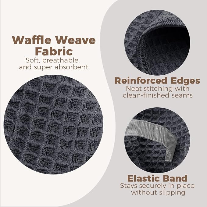 HOMEXCEL 2 Pack Large Microfiber Hair Towels Waffle Weave- 40 x 26.5 inches - Image 3