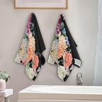Peony Floral Black Hand Towels for Bathroom Set of 2, Vintage Blooming Flower - Image 3