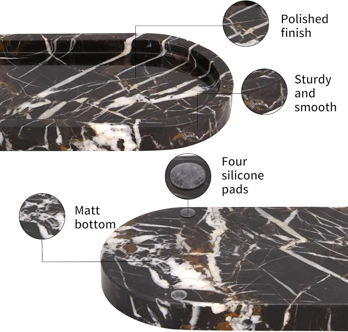 Natural Marble Tray Oval, Bathroom Vanity Tray - Image 3