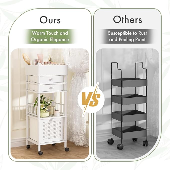 Amazer Bamboo Makeup Organizer Cart - Image 6