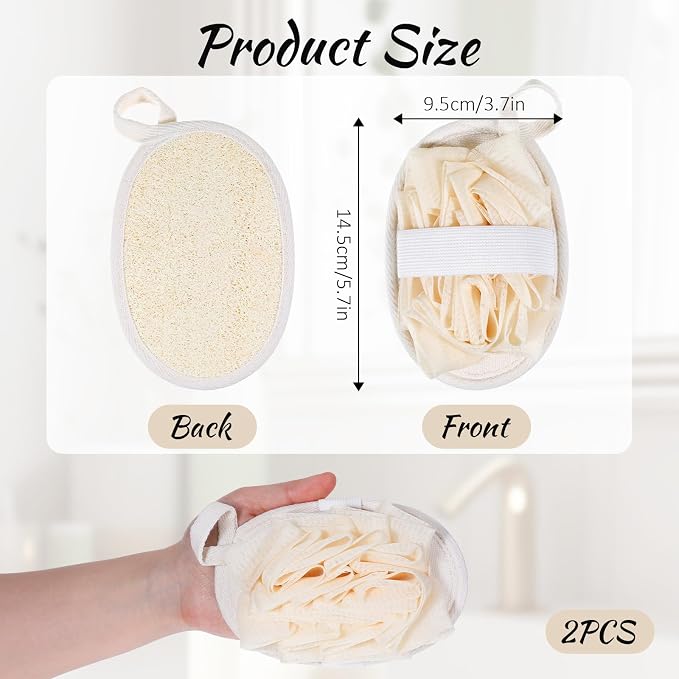 Jeffdad 2Pcs Natural Loofah Sponge, Premium Exfoliating Body Scrubber - Image 2