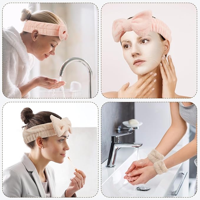 WSYUB Spa Headband and Wristband Set, Face Wash Headband, Makeup Skincare - Image 5